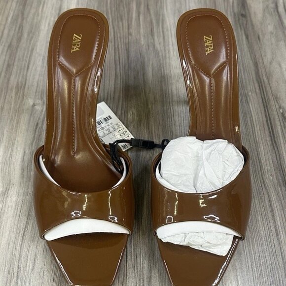ZARA Patent Leather Stilleto Heeled sandals - Picture 7 of 10